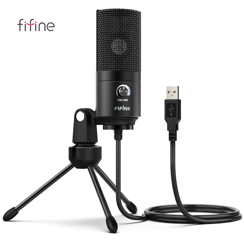 Оптовая продажа, USB игровой микрофон Fifine, конденсаторный микрофон cardiod для студийной записи