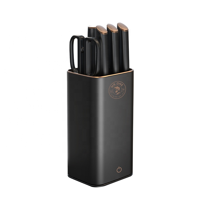 Fashion Golden Modern Magnetic Knife Holder Automatic Sterilization Luxury Knife Cleaner 6 Piece Knives With Holder