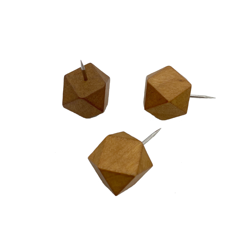 Amazon Hot Sale Geometric Shaped WoodenThumb Tacks Cute Push Pins For Cork Boards Map Photos Calendar