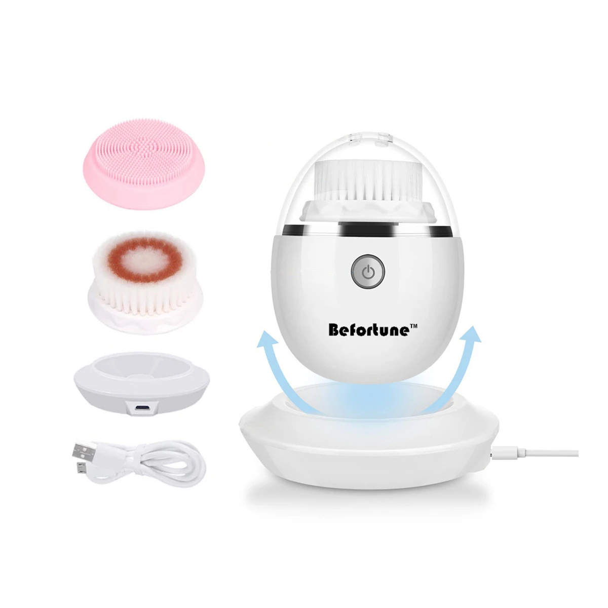 Water Resistent 2 in 1 vibrating Facial Cleancing Brush Round sonic electric Silicon face brush