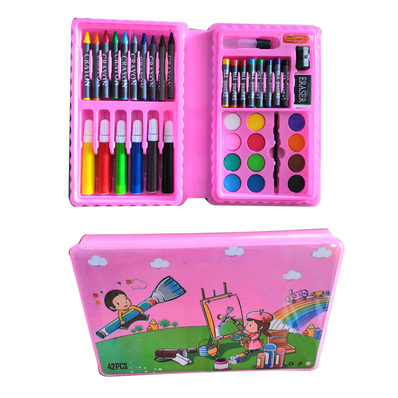 42PCS water color Painting Drawing Deluxe Kids Gift Cover Custom stationery marker pen Color Art Set