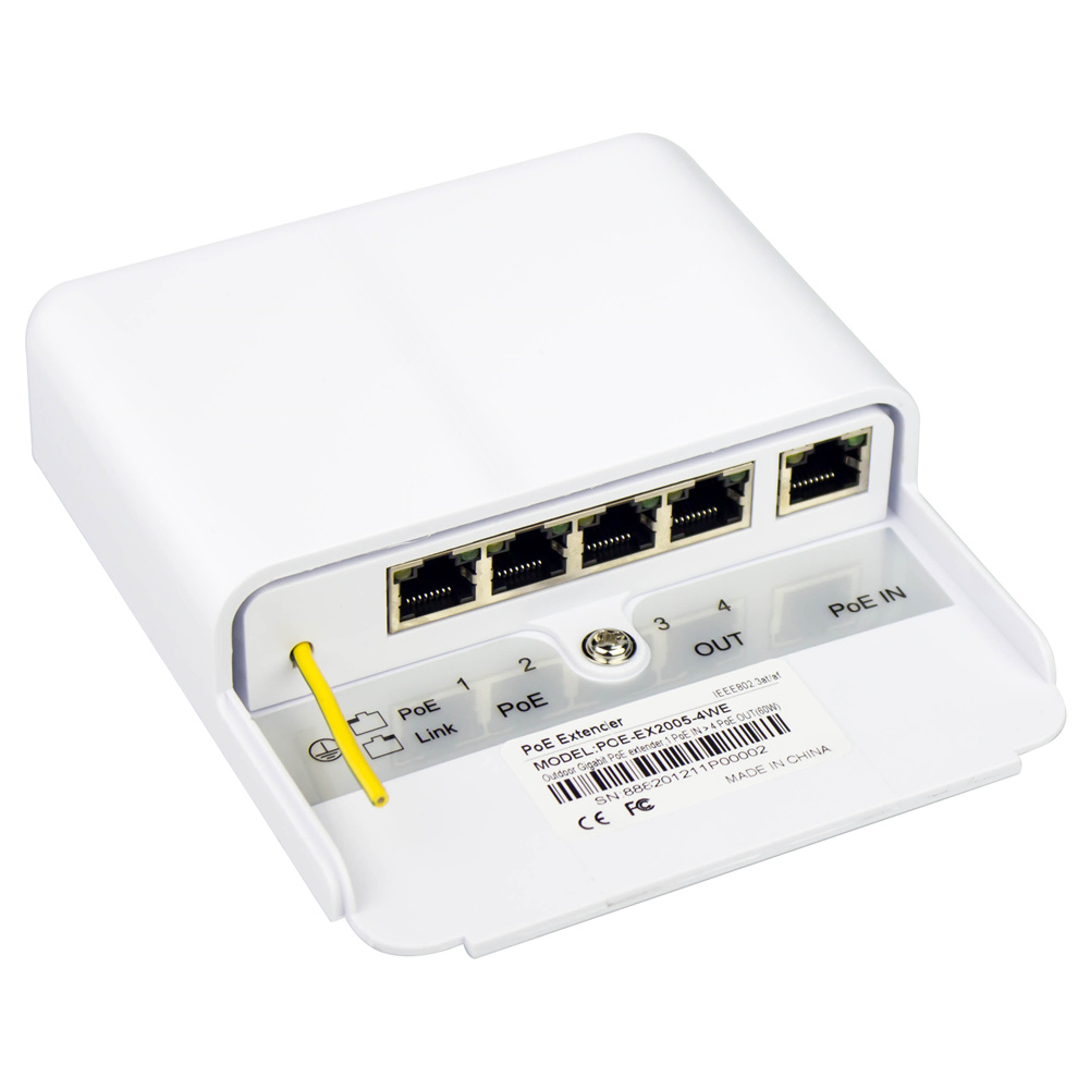 Монтаж обруча и фиксированная конструкция 4 CH IP53 водонепроницаемый уличный гигабитный POE удлинитель