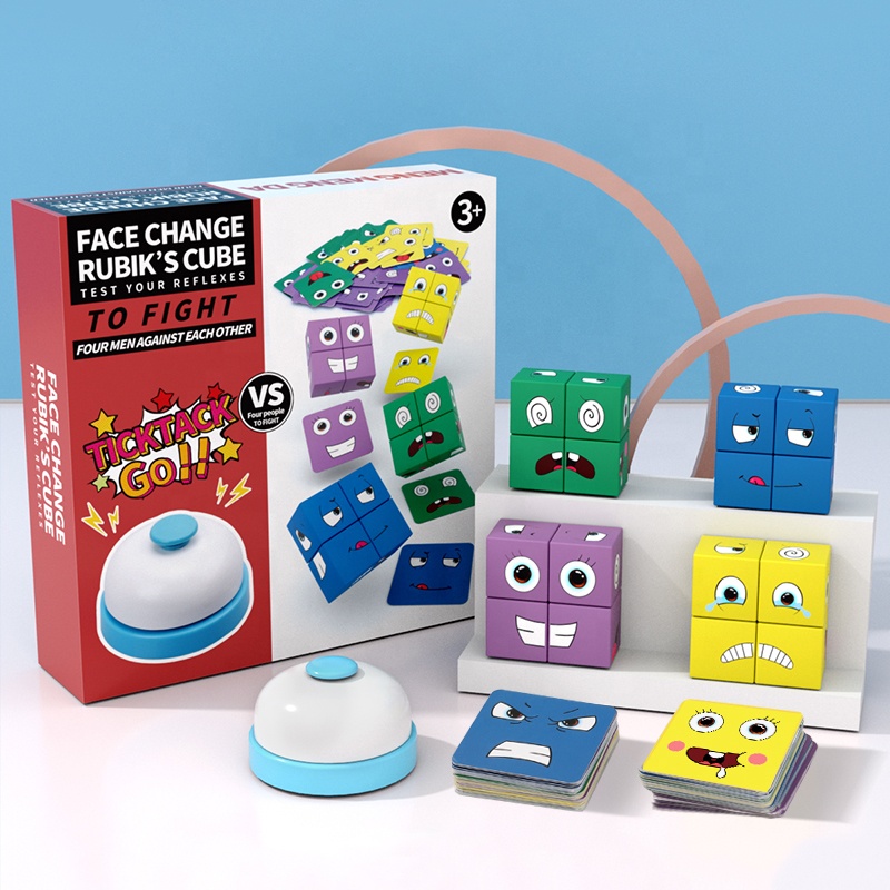 Kids Face-changing Cube Wooden Blocks 3D Puzzle Game Children's Early Educational Toys