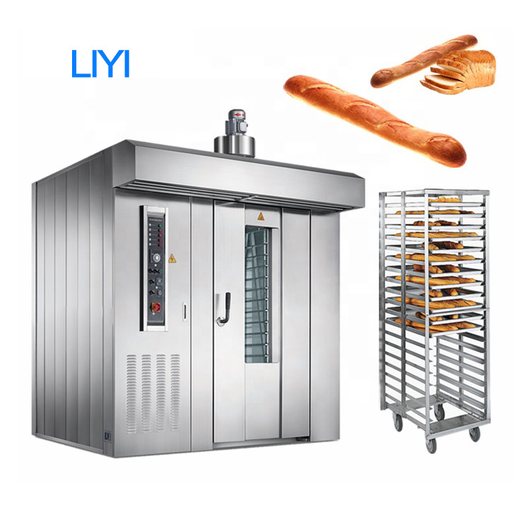 LIYI Gas Diesel Electric Industrial Rotary Oven For Bakery Sale Bread Baking Commercial 32 64 Trays Rack Rotary Oven