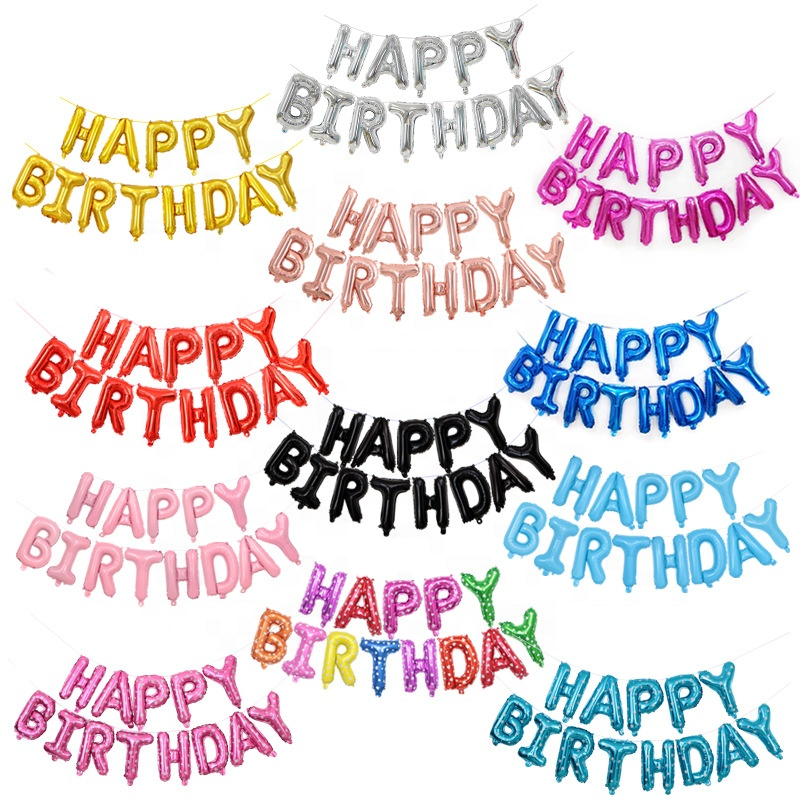Шары воздушные алюминиевые с надписью «happy birthday», 16 дюймов