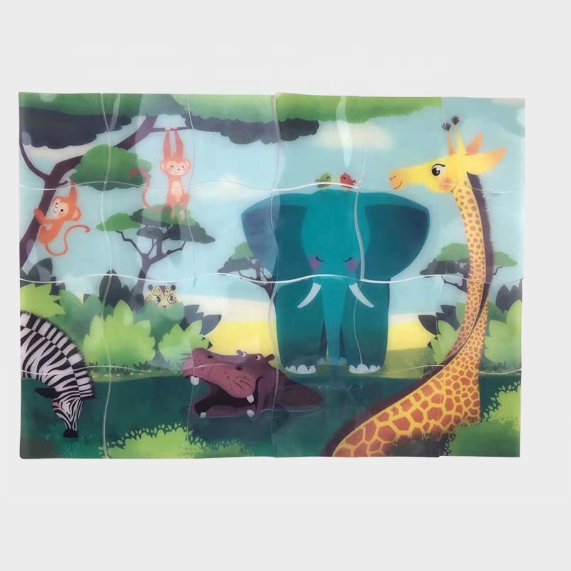 High quality silicone puzzle jigsaw toy reusable washable TPE sticker set for children