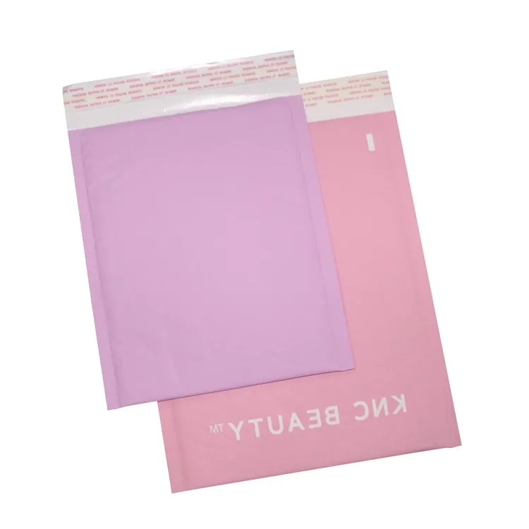 Customized Self Seal Matte Kraft Paper Purple Bubble Mailers Padded Shipping Envelopes Pink Kraft Bubble Mailer