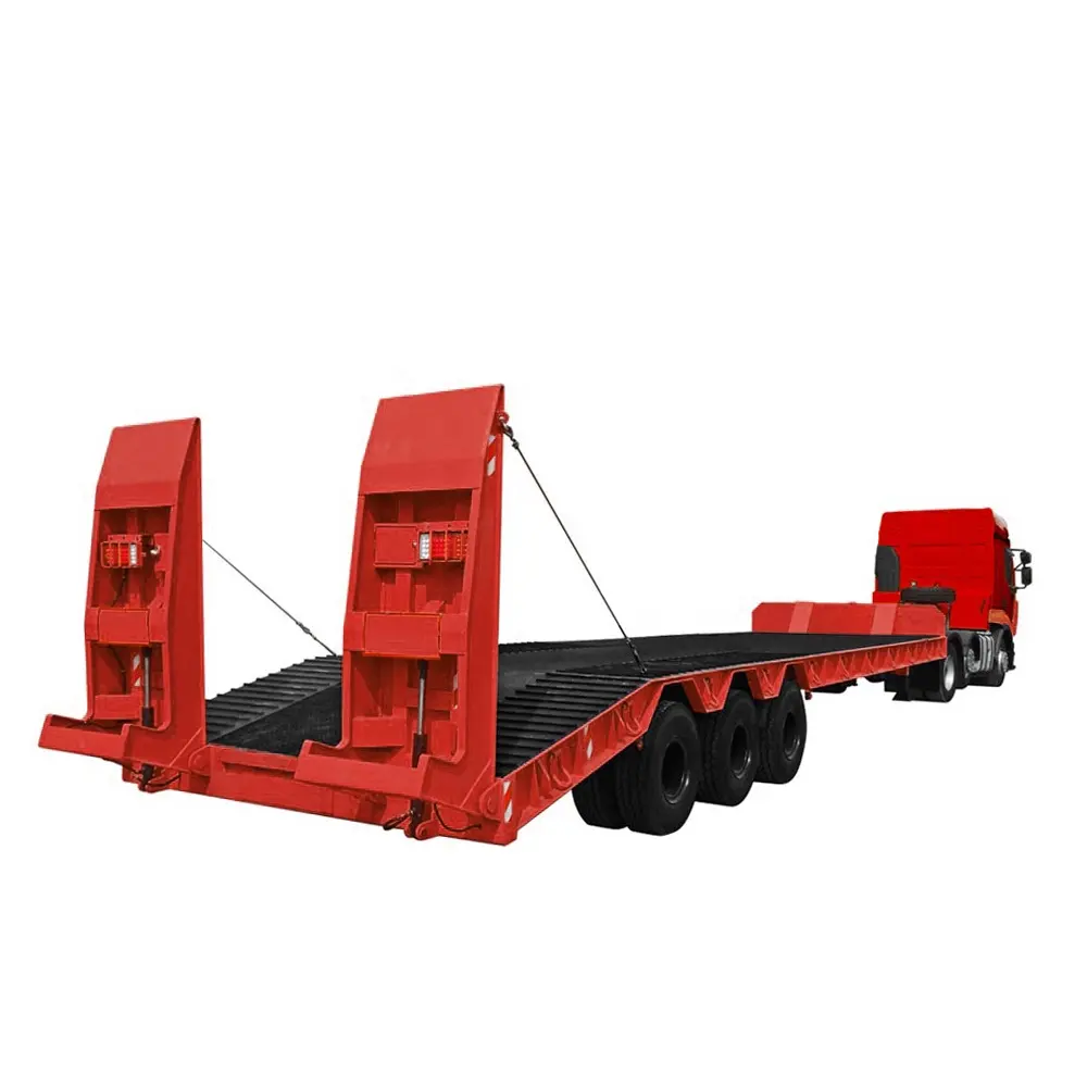 China excavator trailer 35 ton with 3 axl lowb semi trailer for heavi duti bulldoz transport lowboy trailer