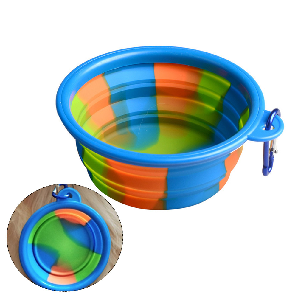 Camouflage Folding Pet Food Bowl Dog Water Bowl Silicone Pet Feeding Feeder for Dogs Cats Outdoor Feeding Accessory
