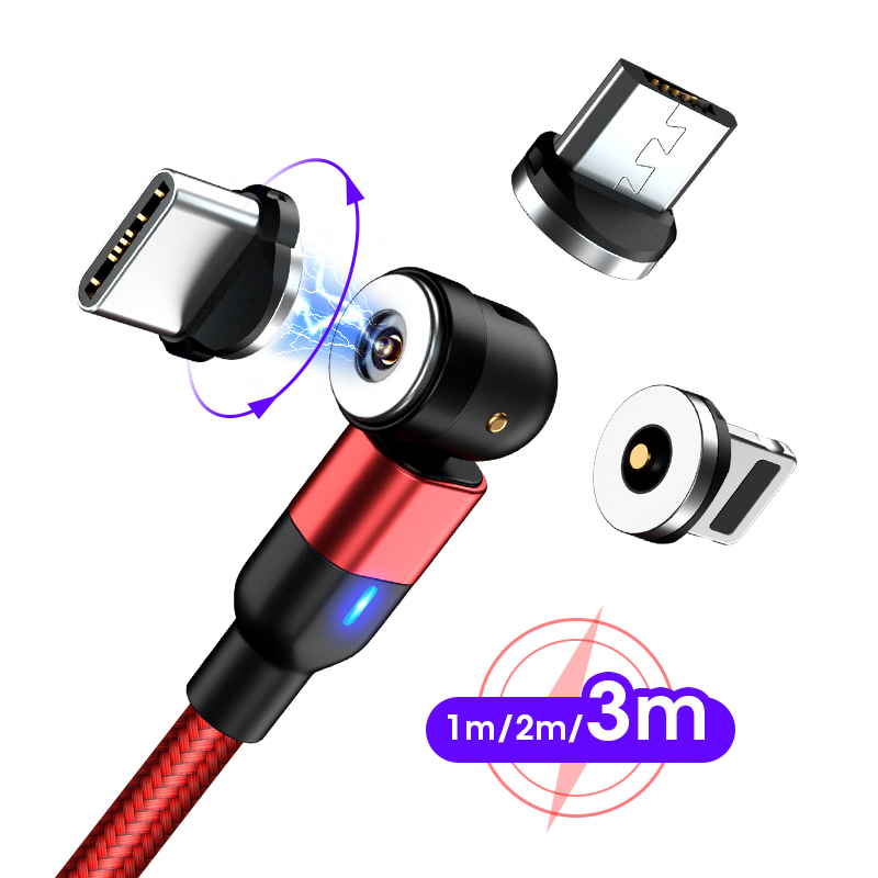 Вращающийся магнитный кабель 3 в 1 Micro USB Тип C телефонный кабель для Huawei зарядный шнур провод для Samsung магнитное зарядное устройство 1 м 2 м