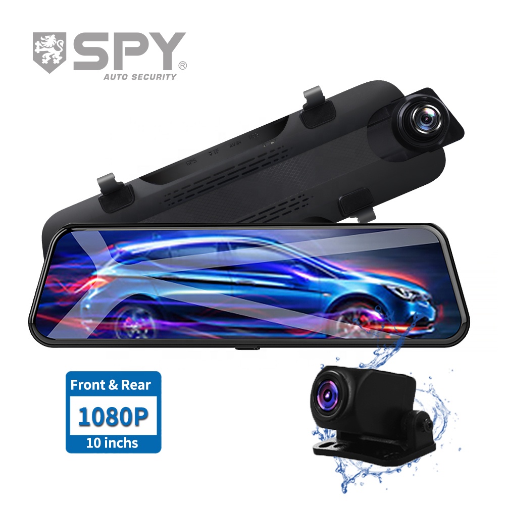 Автомобильный смарт-видеорегистратор 1080P 10 дюймов, водостойкая автомобильная зеркальная камера заднего вида