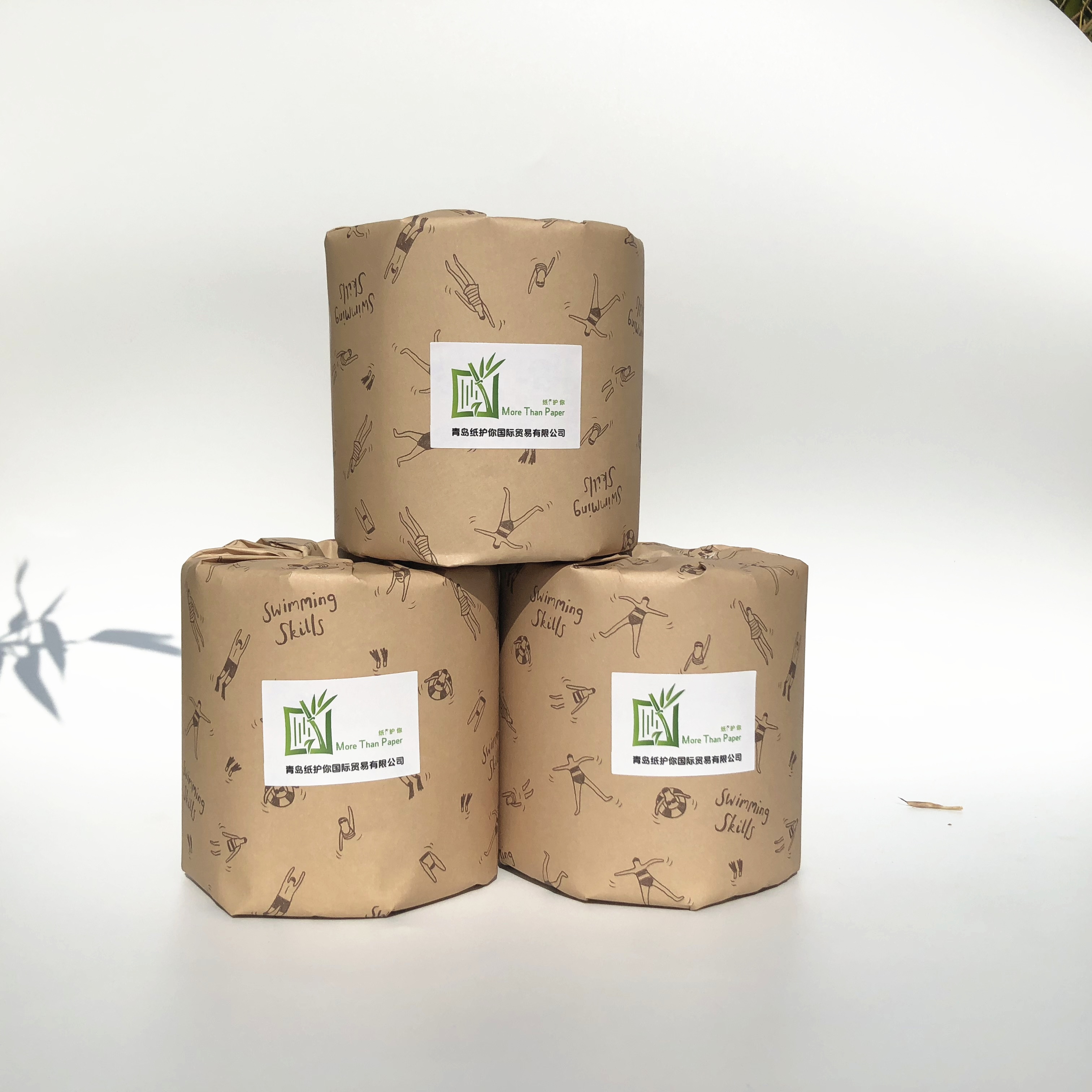 Tree free plastic free Unbleached eco-friendly 100% Pure Bamboo Toilet Tissue