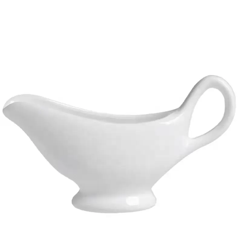 Wholesale factory white porcelain gravy sauce boat for restaurant