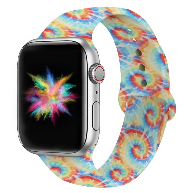 Силиконовый ремешок Tie Dye для часов Apple Watch, ремешок для iWatch на заказ, ремешок для часов Apple Watch
