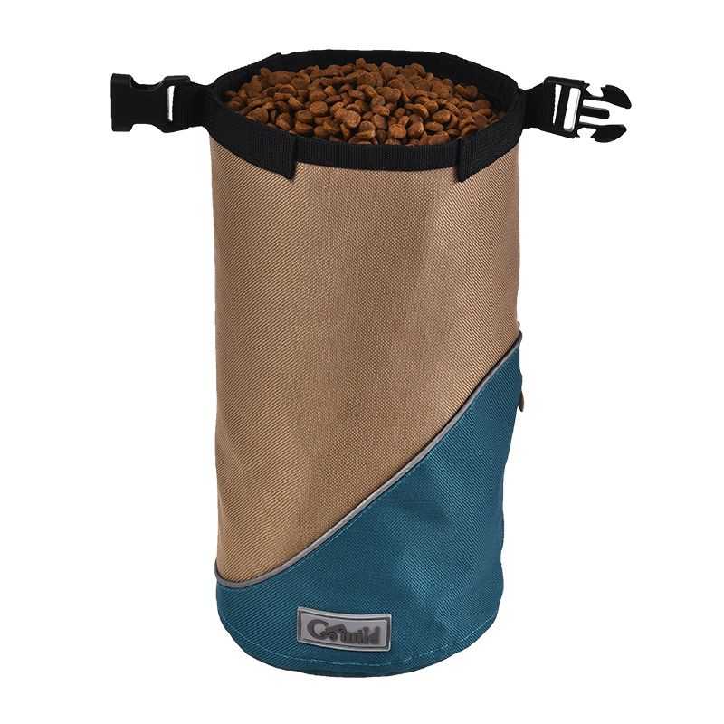 Outdoor Cylindrical Oxford Portable Pet Dog Food Bowl With Poop Bag Fits