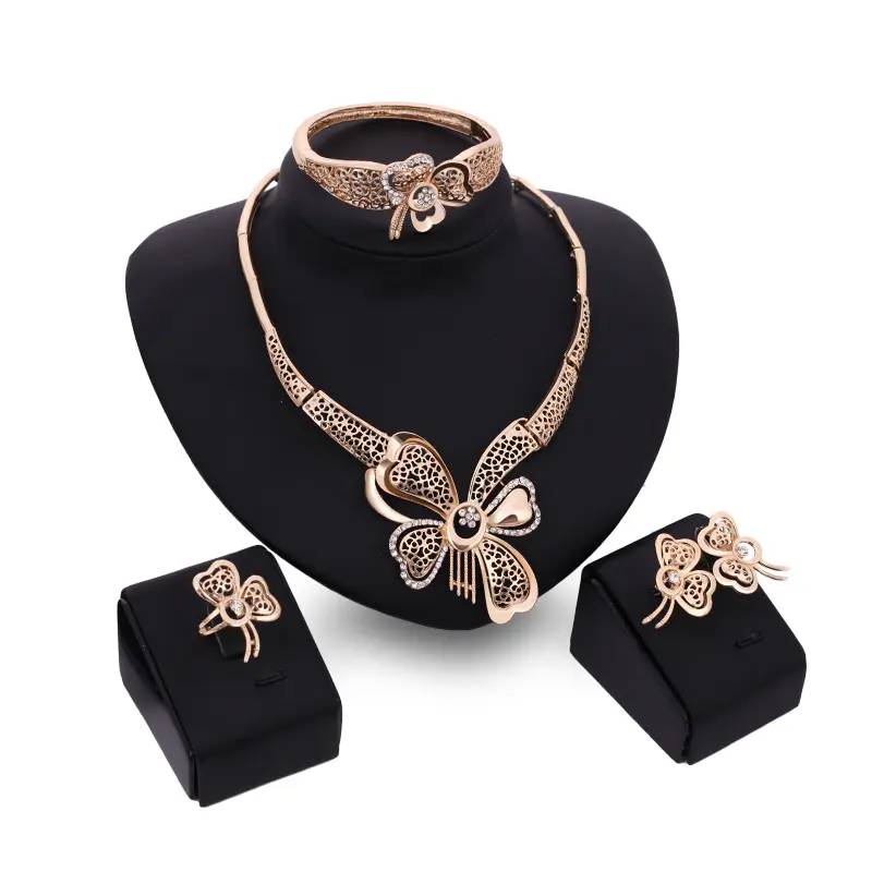 2021 Latest Designs Dubai Gold Plated Ladies Fancy Jewelry Set
