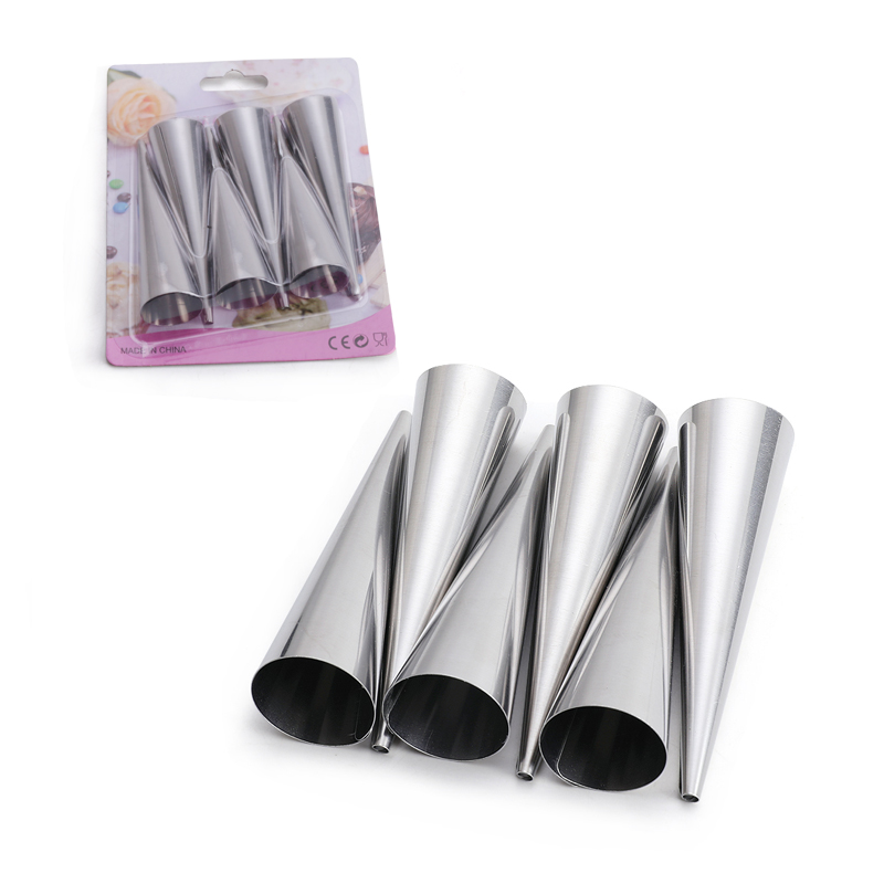 Cannoli Tubes Stainless Steel Puff Pastry Waffle Cone Roll Ice Cream Horn Mold