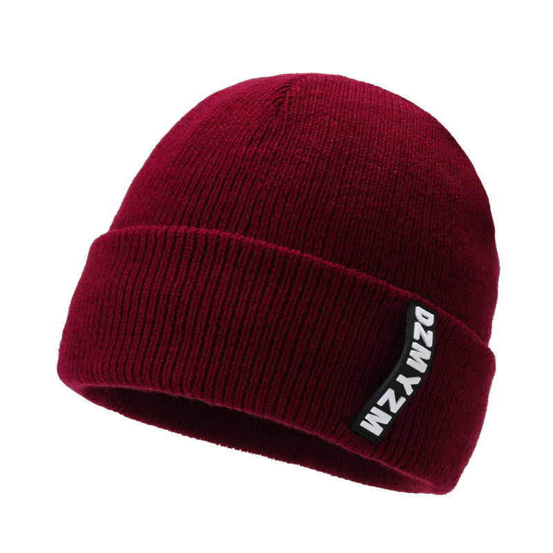 Winter plus velvet thick ear protection neutral letter curled knitted fashion bucket hat