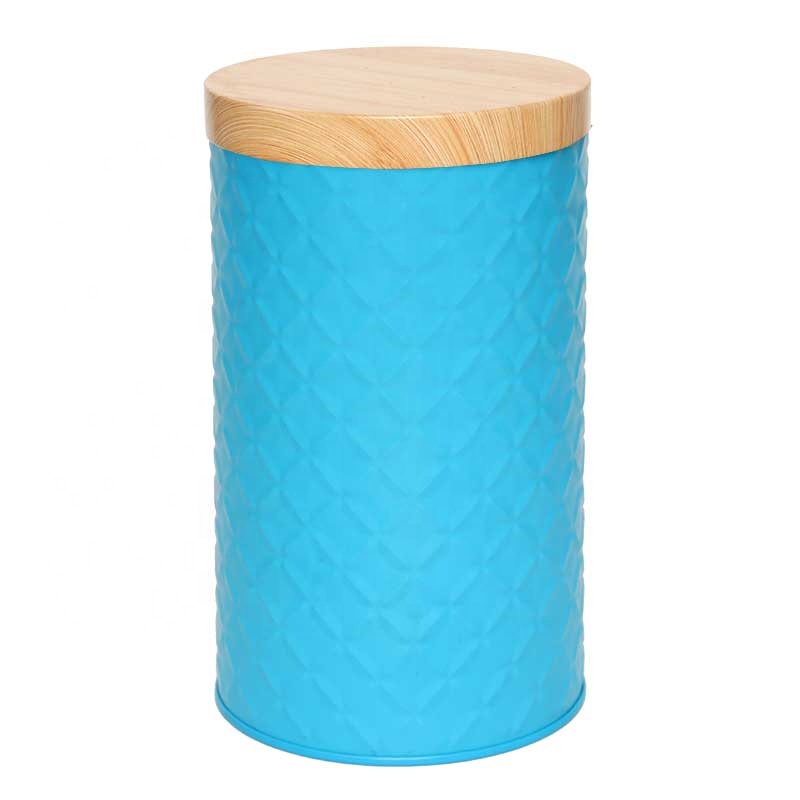 High Quality Food Grade Round Tin Box With 3D Bamboo Design With Plug Lid