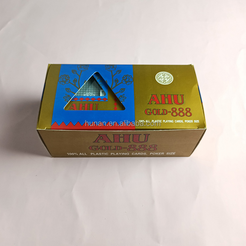 AHUA 111 555 888 хит продаж 100% полностью пластиковые золотые игральные карты, оптовая продажа игральных карт для покера, поставщик