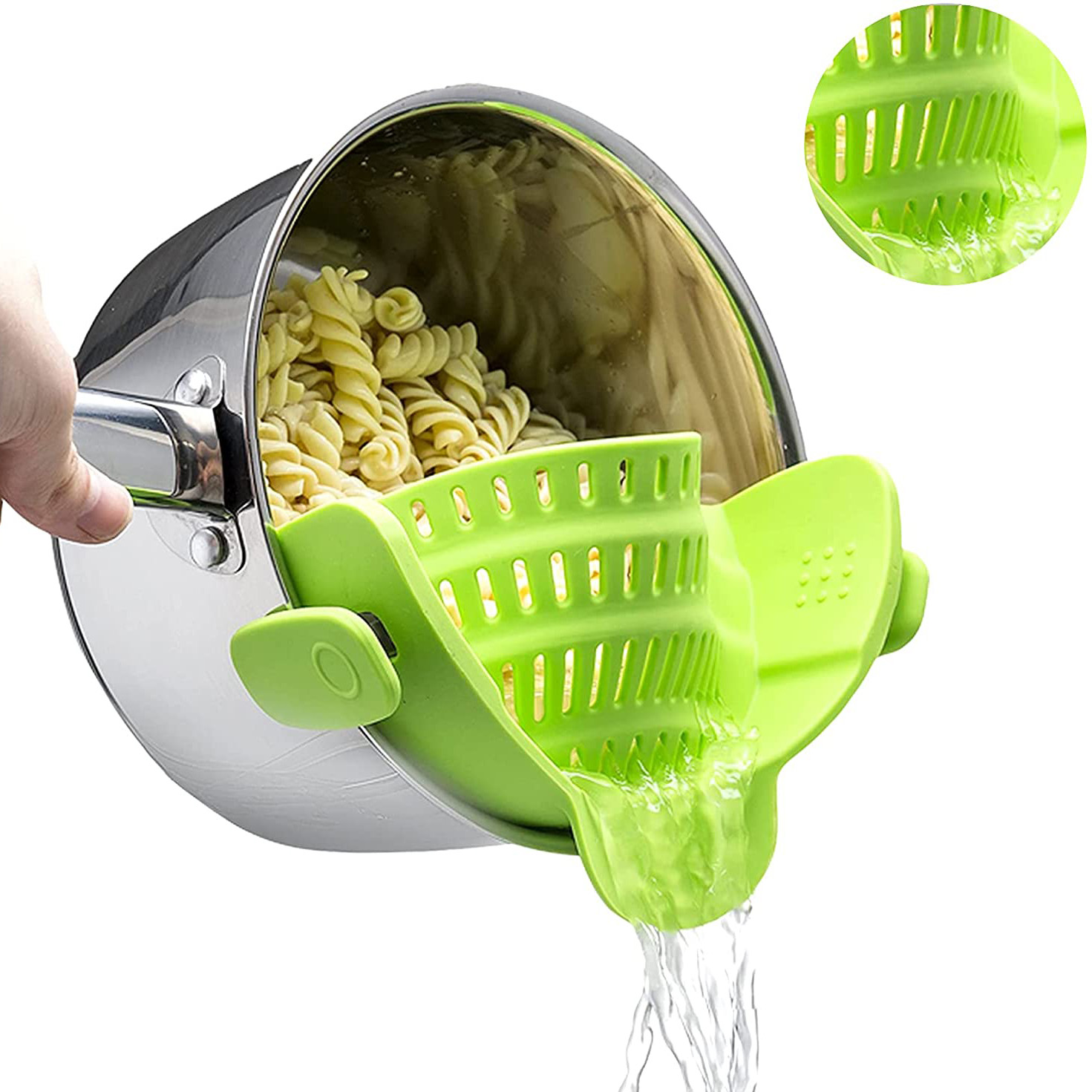 Bestlife Hands-free Pan Strainer Pasta Strainer Fits All Bowls and Pots Silicone Food Strainer