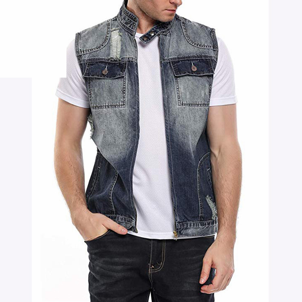 Man Sleeveless Denim Vest Slim Jean Men's Jackets