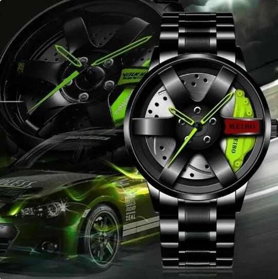Fashion Mens Car Wheel Watches Luxury Stainless Steel Watch for Men Quartz Wrist Watches Male Clock relogio masculino
