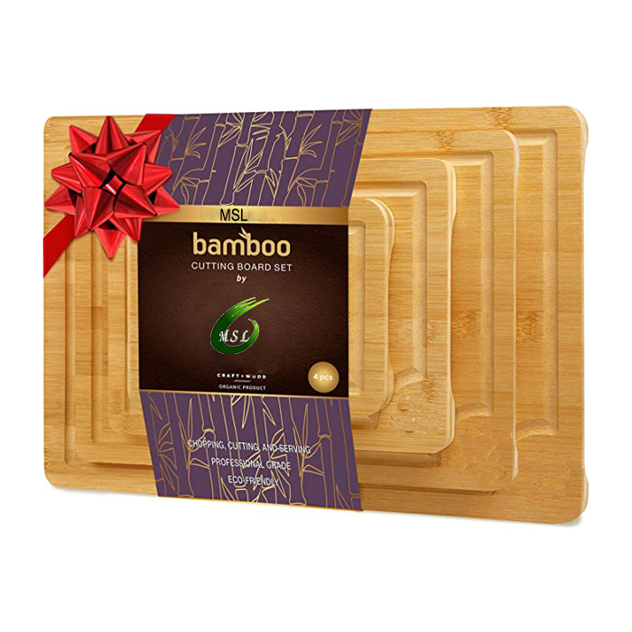 Kitchen Bamboo Wood Chopping Board 4 sets