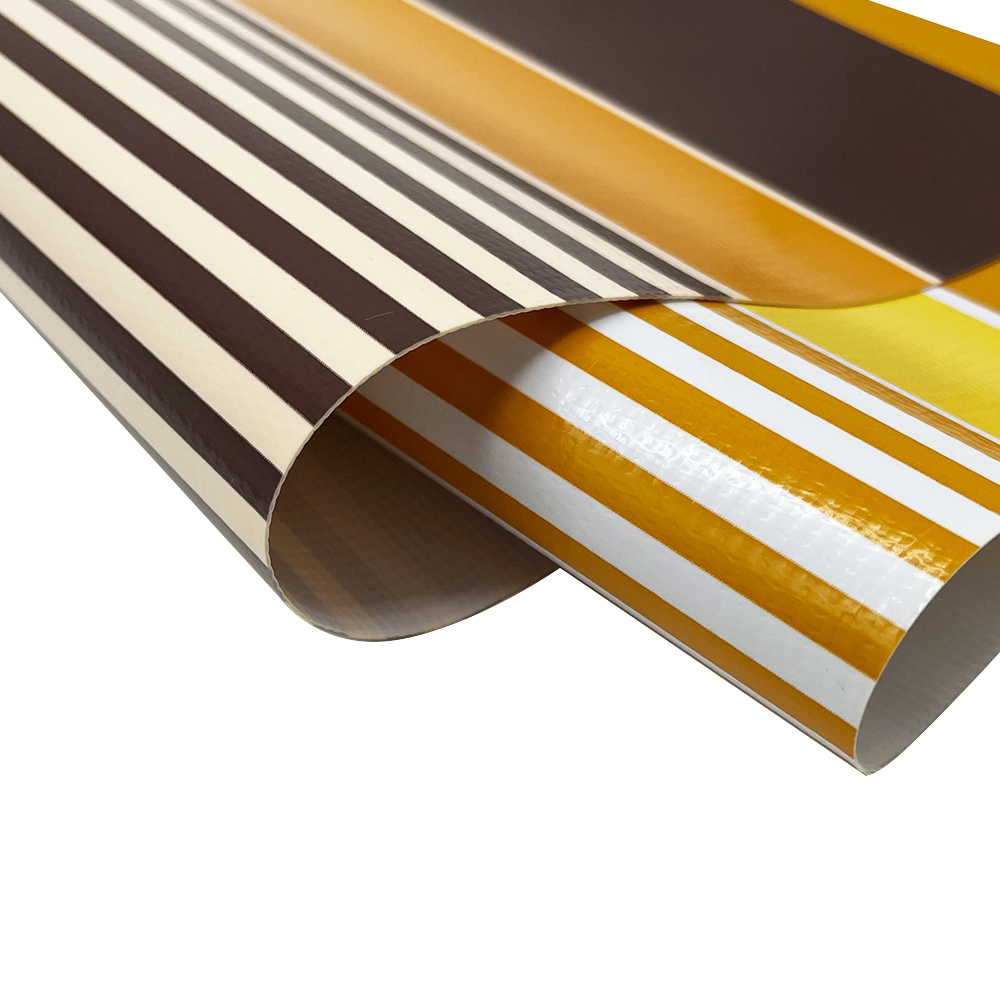 Customized PVC Stripe Tarpaulin and Good Price PVC Tarpaulin Stripe For Awning