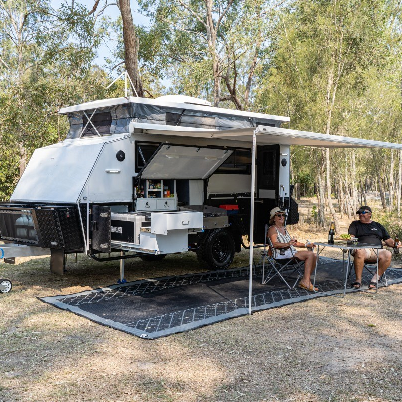 Famous factory FRP Camper Rv Trailer hybrid caravan with pop top tent