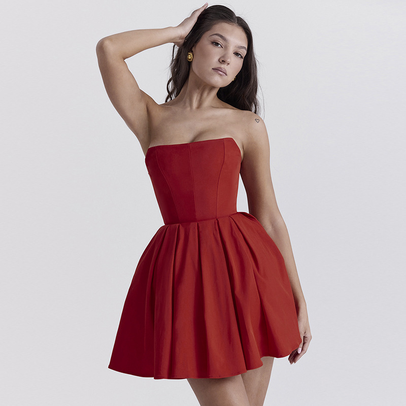 Strap Waist strapless A-line Sexy Women Sexy Dresses Ladies Summer Sexy Backless Dresses