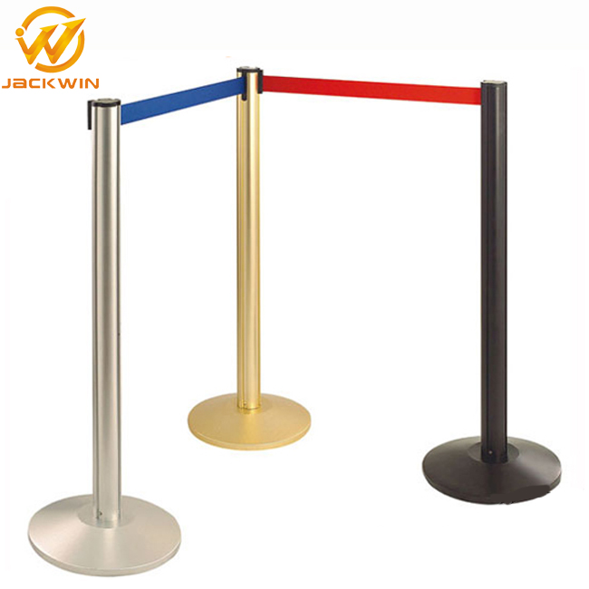 Retractable Belt Bank Stainless Steel Delineator Guide Post
