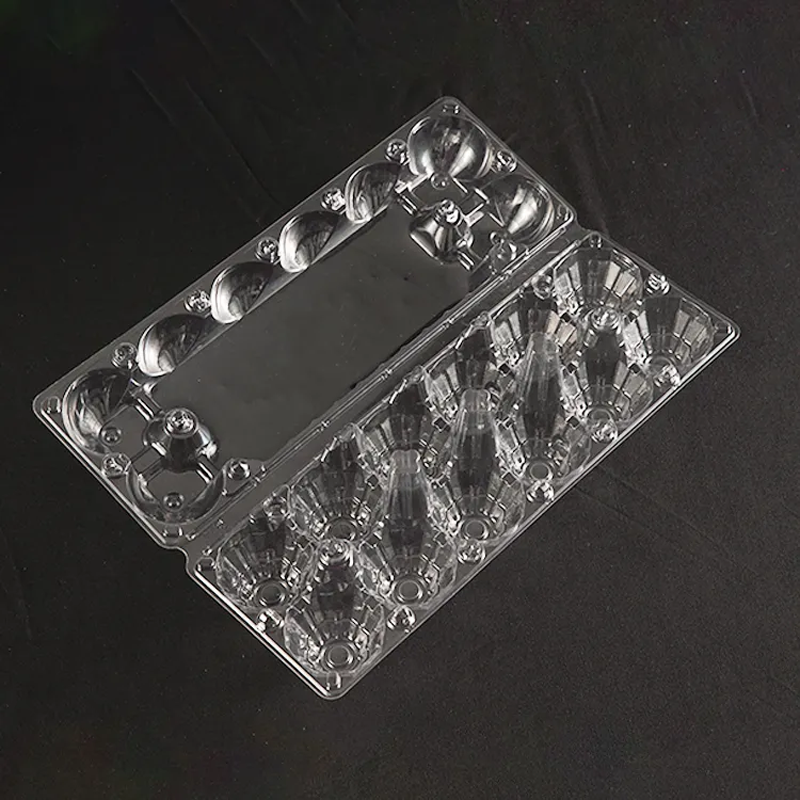 New Design 12 Cells Transparent Clear PET Egg Container Customized Logo Plastic Egg Trays