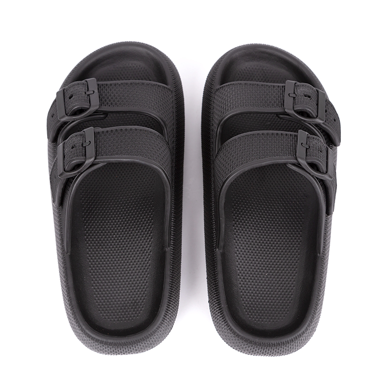 Pillow Slides 2021 New Design Double Buckle Thick Sole Bath Slipper Soft Platform Flip Flops Slippers for Women