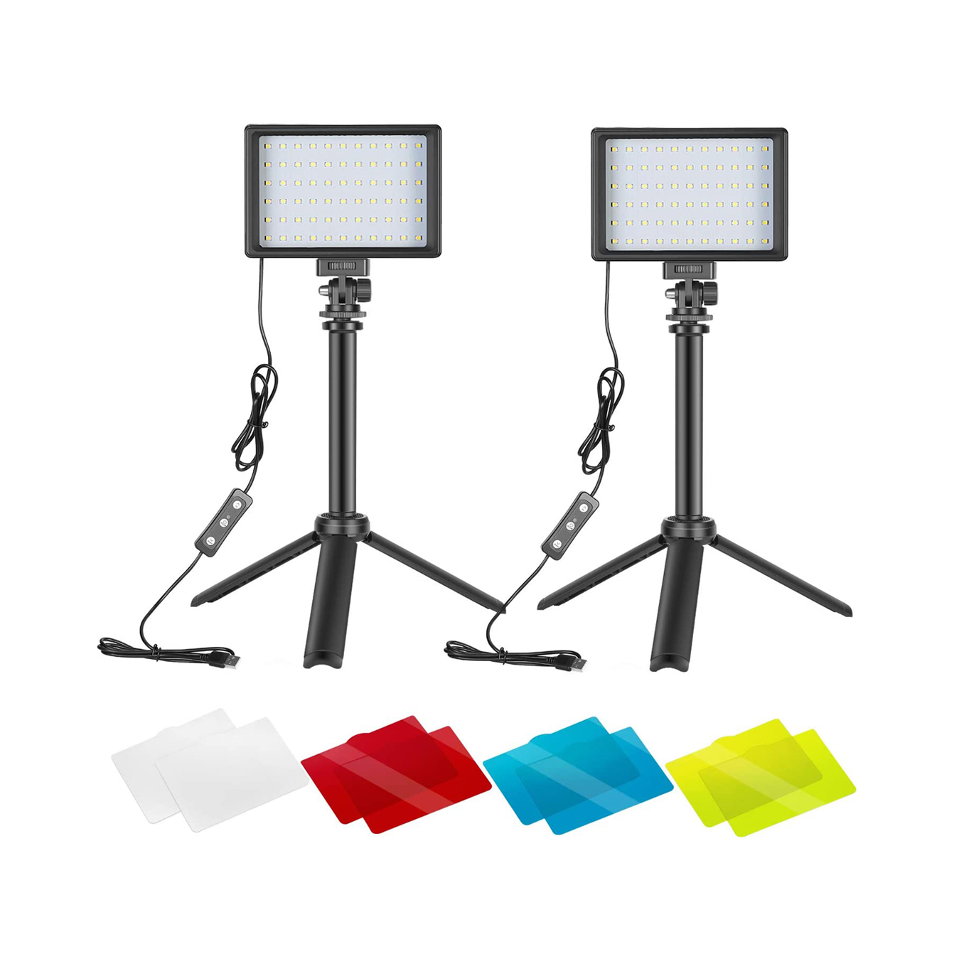 Twins Panel Lights Color Filters Phone LED Selfie Ring Fill Light with tripod stand