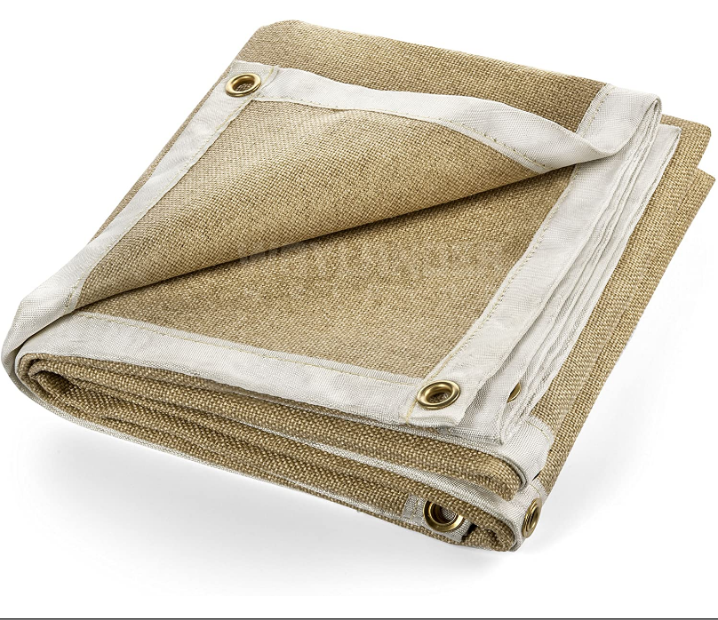 Welding Blanket Premium 6' x 6' 1400 F Heavy Duty Welders Stitched Vermiculite Impregnated Fiberglass with Brass Grommets