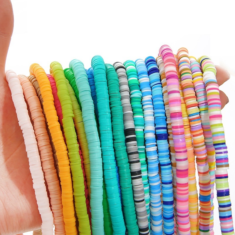16-Inch 6mm Flat Polymer Clay Beads Handmade DIY Jewelry Making Bracelet Necklace 350pcs Chip Disk Ceramic Clay Porcelain Beads