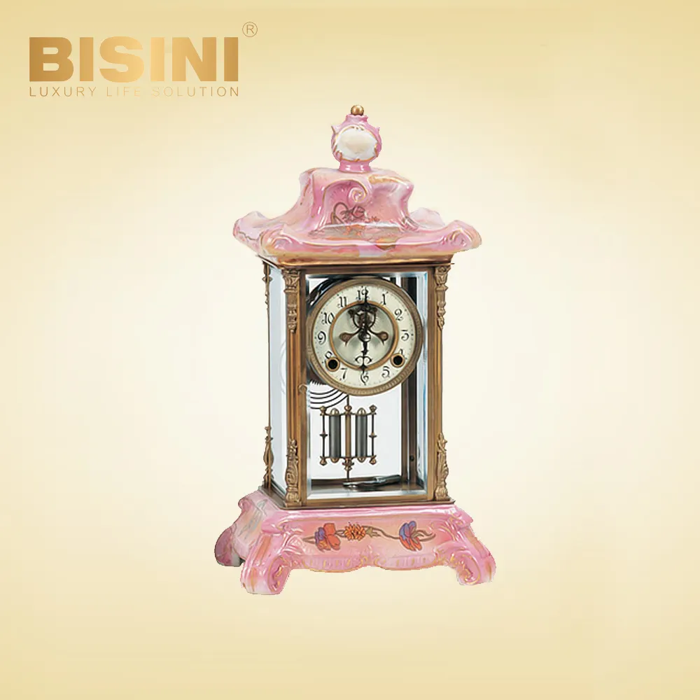 Porcelain shell four-ming clock with Pendulum French Baroque style Court enamel clock Precious Representative Classic design