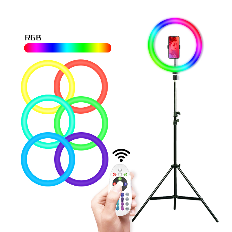 Профессиональный студийный RGB-кольцевой светильник с ЖК-дисплеем и голосовым управлением, 12 дюймов, 20 дюймов, 24 дюйма