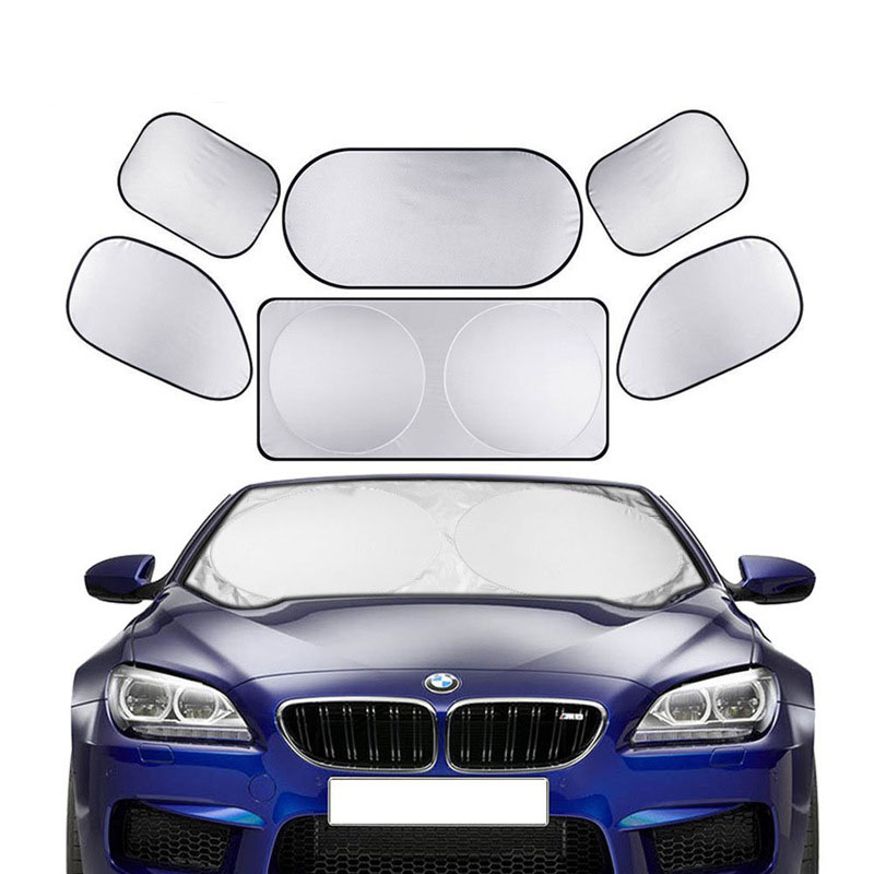 6pcs Advertising UV Shield Sublimation Sunvisor Folding Windshield Custom Car Sunshade With Suction Cup