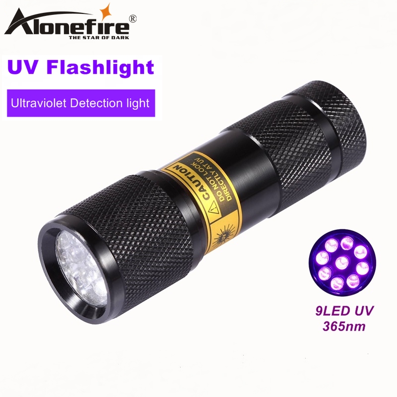 AloneFire 9 LED 365nm Ультрафиолетовый ультрафиолетовый фонарик для проверки крови Невидимый питомец кошка собака моча Скорпион детектор лампа TorchAAA