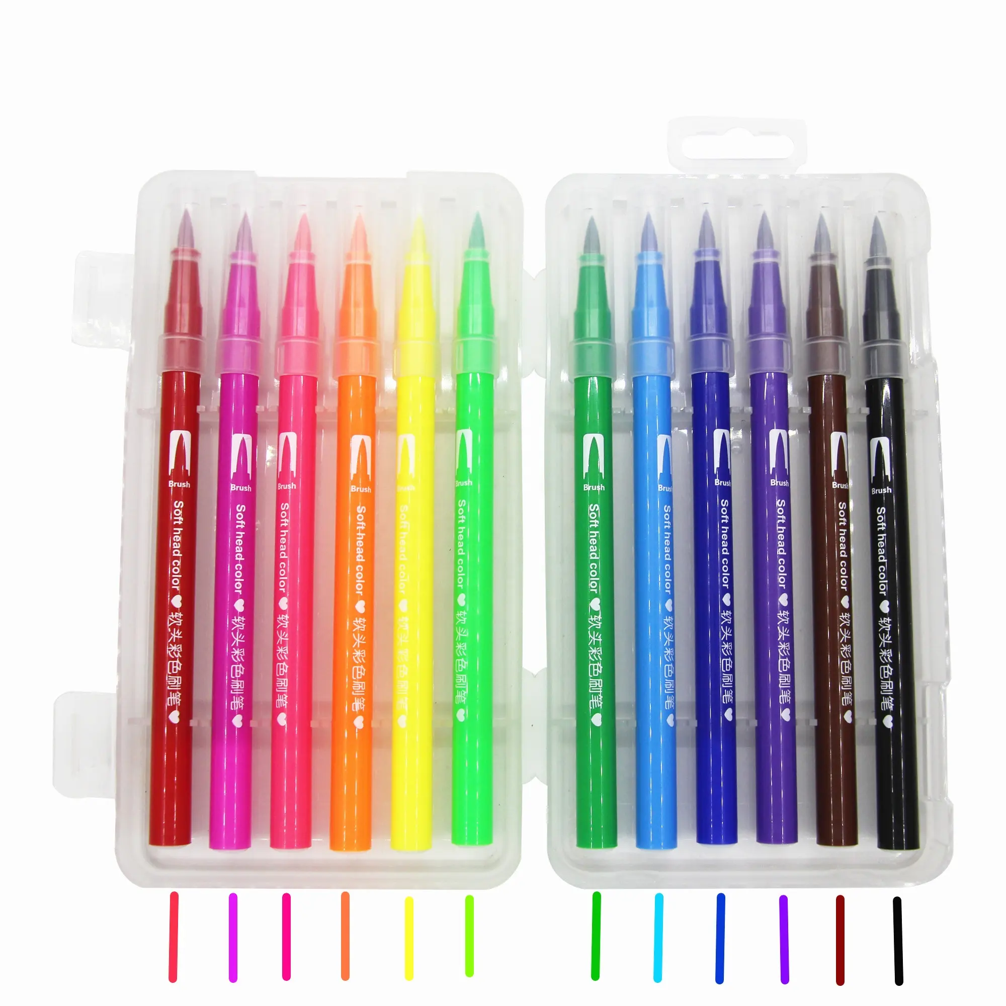 12 Unique Colors Watercolor Brush Pen Markers for Drawing and Coloring