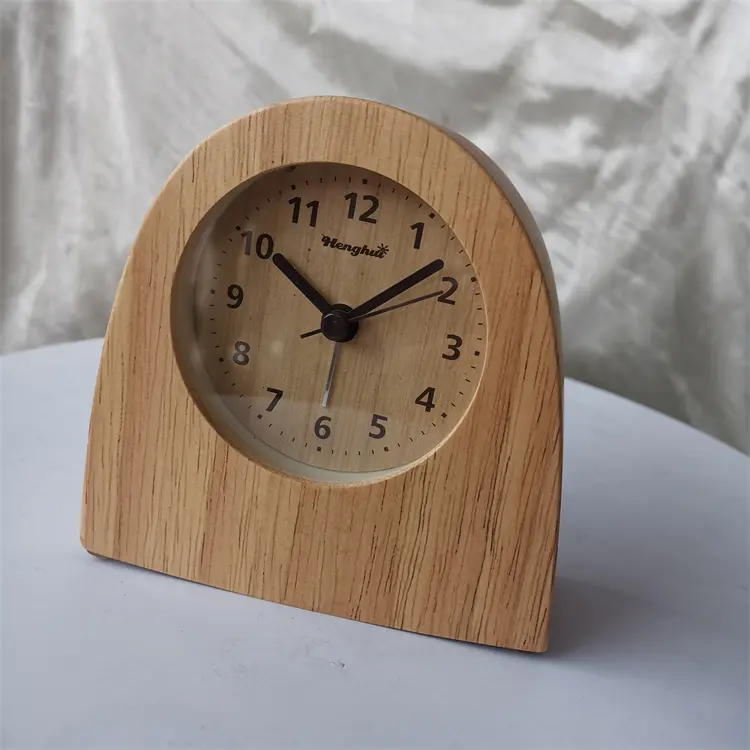 discounted price nature solid wood quality silent sweep table funny alarm clock