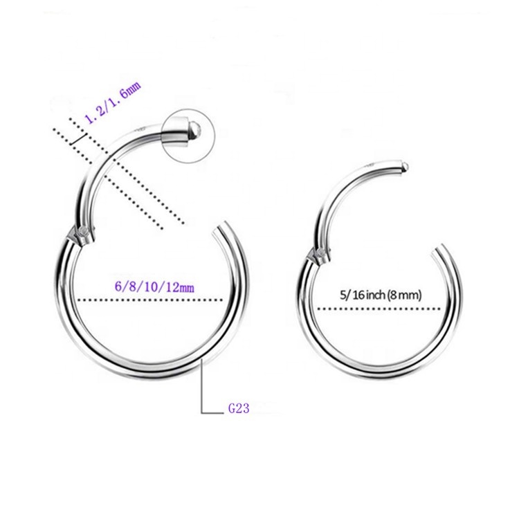 G23 pure titanium interface ring earring nose ring multi-purpose ring
