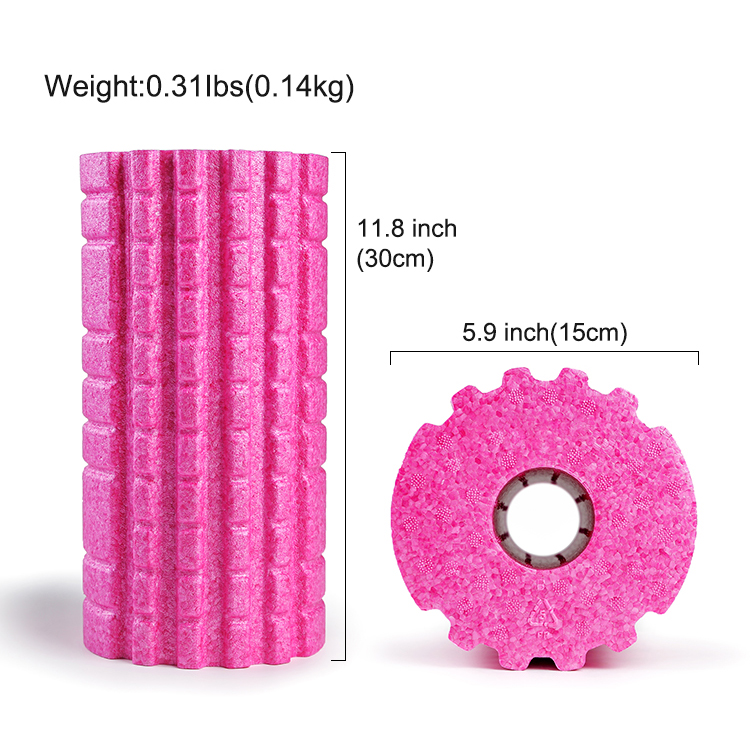 new 2020 Customized Yoga Pilates Hollow Massage High Density Pink EPP Foam Roller Set