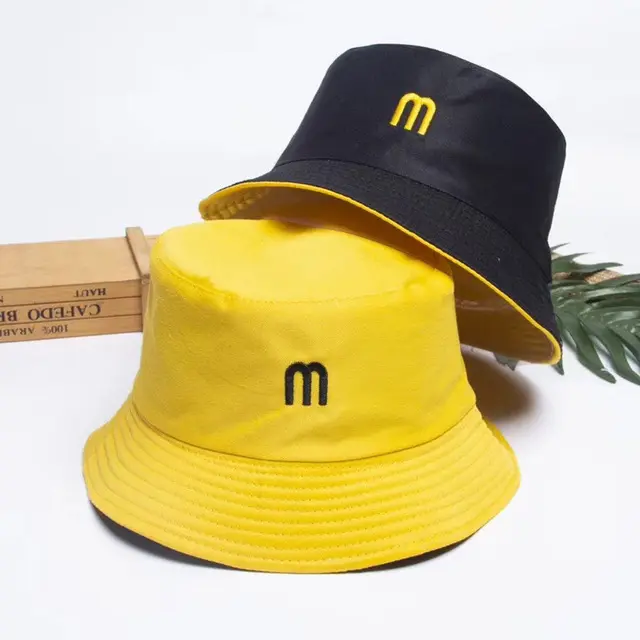 2020 Fashion Cotton Reversible Bucket Hat Cap For Men Women Custom Embroidery Fisherman Sun Hat