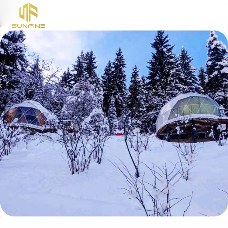 Домашний геодезический корпус Yurt, стеклянные купольные стальные тенты на крышу, зимняя, холодная погода, на 4 сезона, большая 26 'купольная палатка