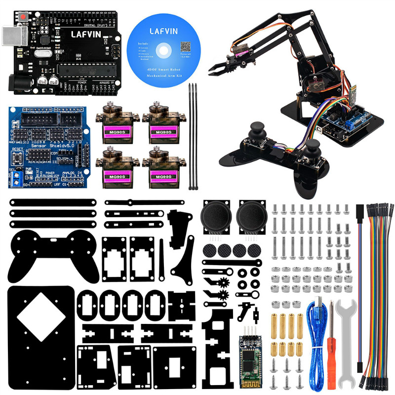 LAFVIN 4DOF акриловые игрушки робот Механическая рука коготь Набор для Arduino для UNO R3 DIY робот с CD-руководством
