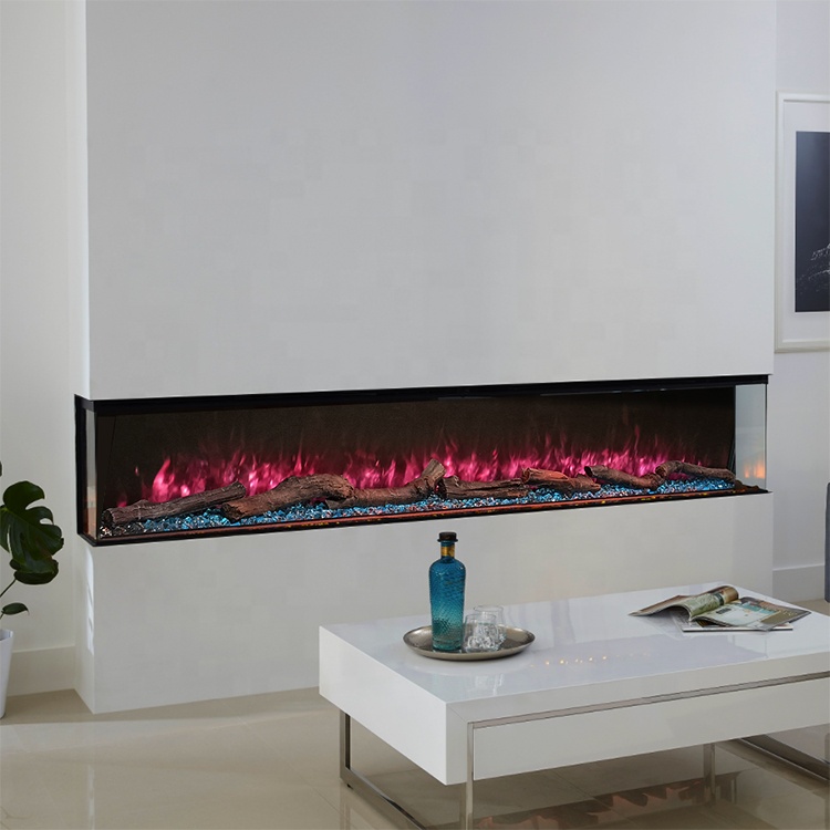 Modern Indoor Electric Fireplace, 3 Sided, Electronic Fire Place Inserts, 3D LED Flame, decorative Electric Fireplace, 72 в