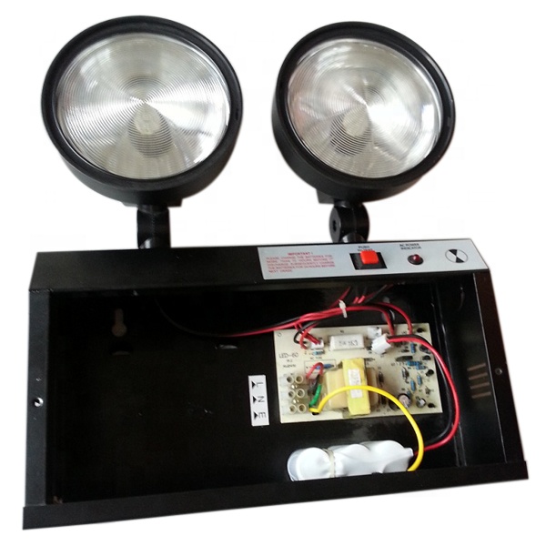 Direct Sale IP20 twin spot emergency light 2*5 pcs 2835(0.5W) SMD LED Li-ion Battery 3.7V/2Ah Steel Casing PS Diffuser
